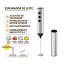 Misturador e Espumador de Leite Inox Recarregável USB – 3 Velocidades