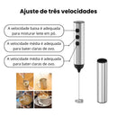 Misturador e Espumador de Leite Inox Recarregável USB – 3 Velocidades