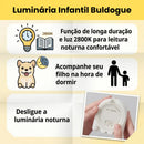 Luminária Infantil Buldogue Francês - Silicone com Timer e USB