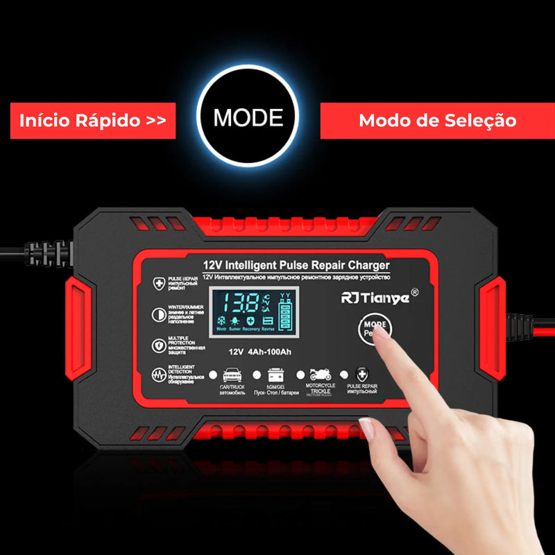 PowerCharge - Carregador de Bateria Automotiva 12V 6A - Loja-TopSpoT
