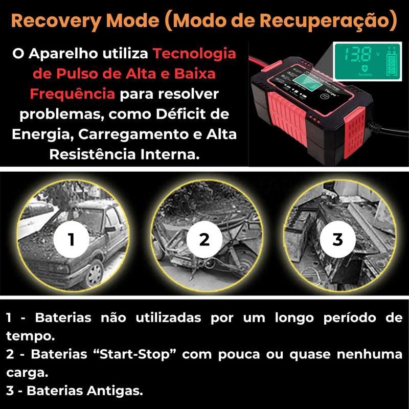 PowerCharge - Carregador de Bateria Automotiva 12V 6A - Loja-TopSpoT