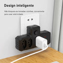 Adaptador Tomada 3 Pinos 10A Bivolt: 3 Saídas + 2 USB + 1 Tipo C