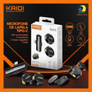 Microfone Lapela Sem Fio USB-C Duplo p/ Celular Kaidi KMF4-C