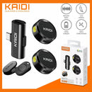 Microfone Lapela Sem Fio USB-C Duplo p/ Celular Kaidi KMF4-C