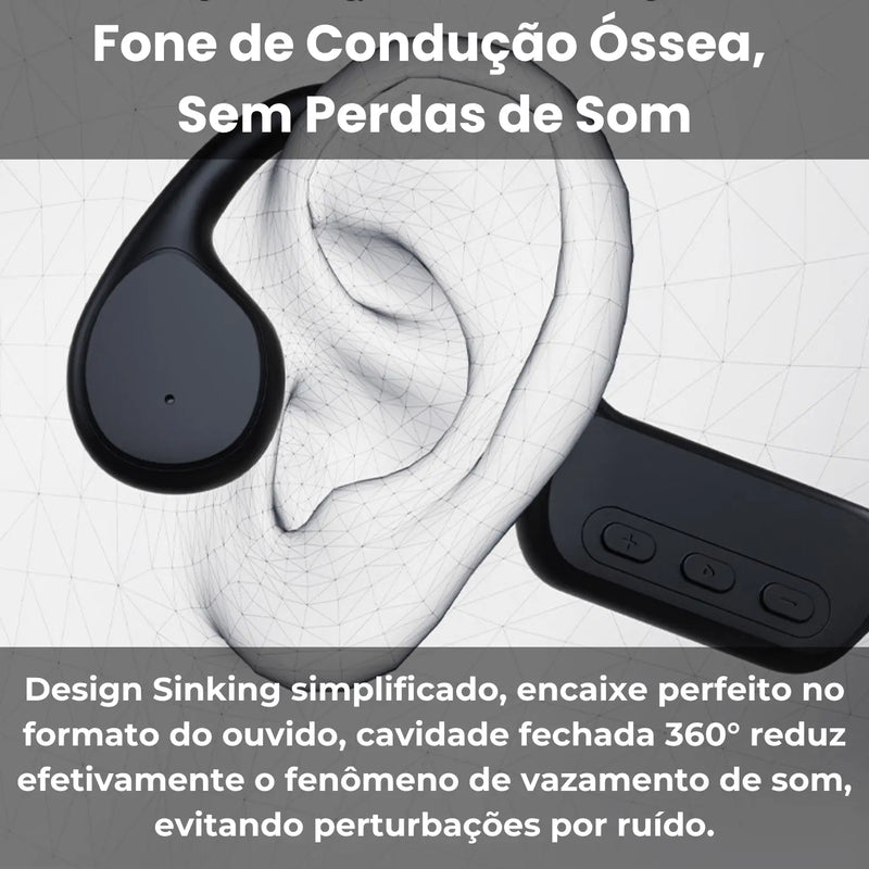 AquaBone - Fone Bluetooth 5.3 de Condução Óssea para Esportes Aquáticos - Loja-TopSpoT