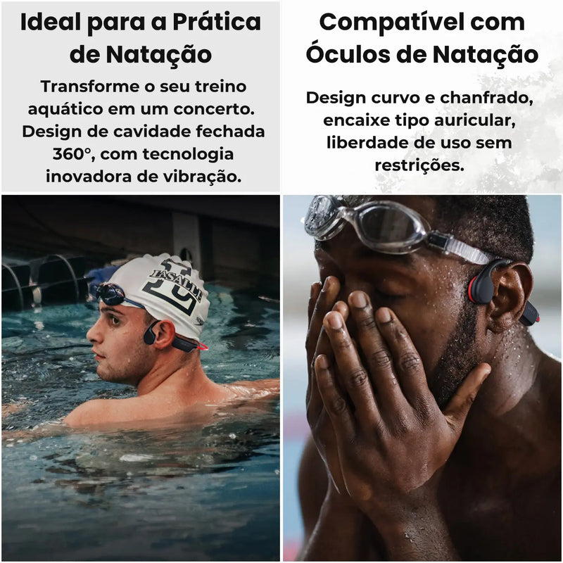 AquaBone - Fone Bluetooth 5.3 de Condução Óssea para Esportes Aquáticos - Loja-TopSpoT