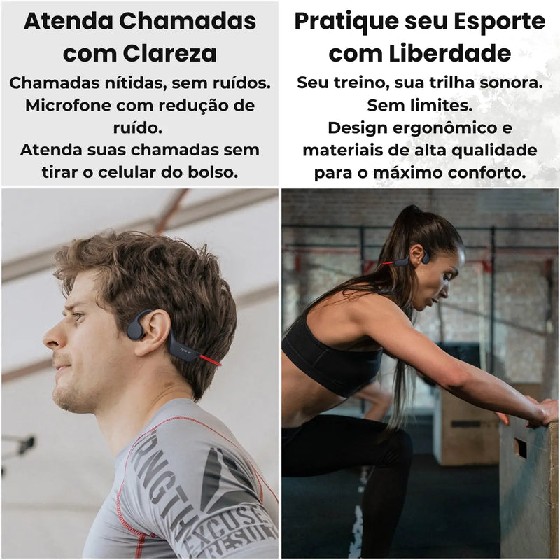 AquaBone - Fone Bluetooth 5.3 de Condução Óssea para Esportes Aquáticos - Loja-TopSpoT