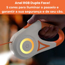Guia Retrátil 5m para Cães até 35kg com Lanterna LED e RGB